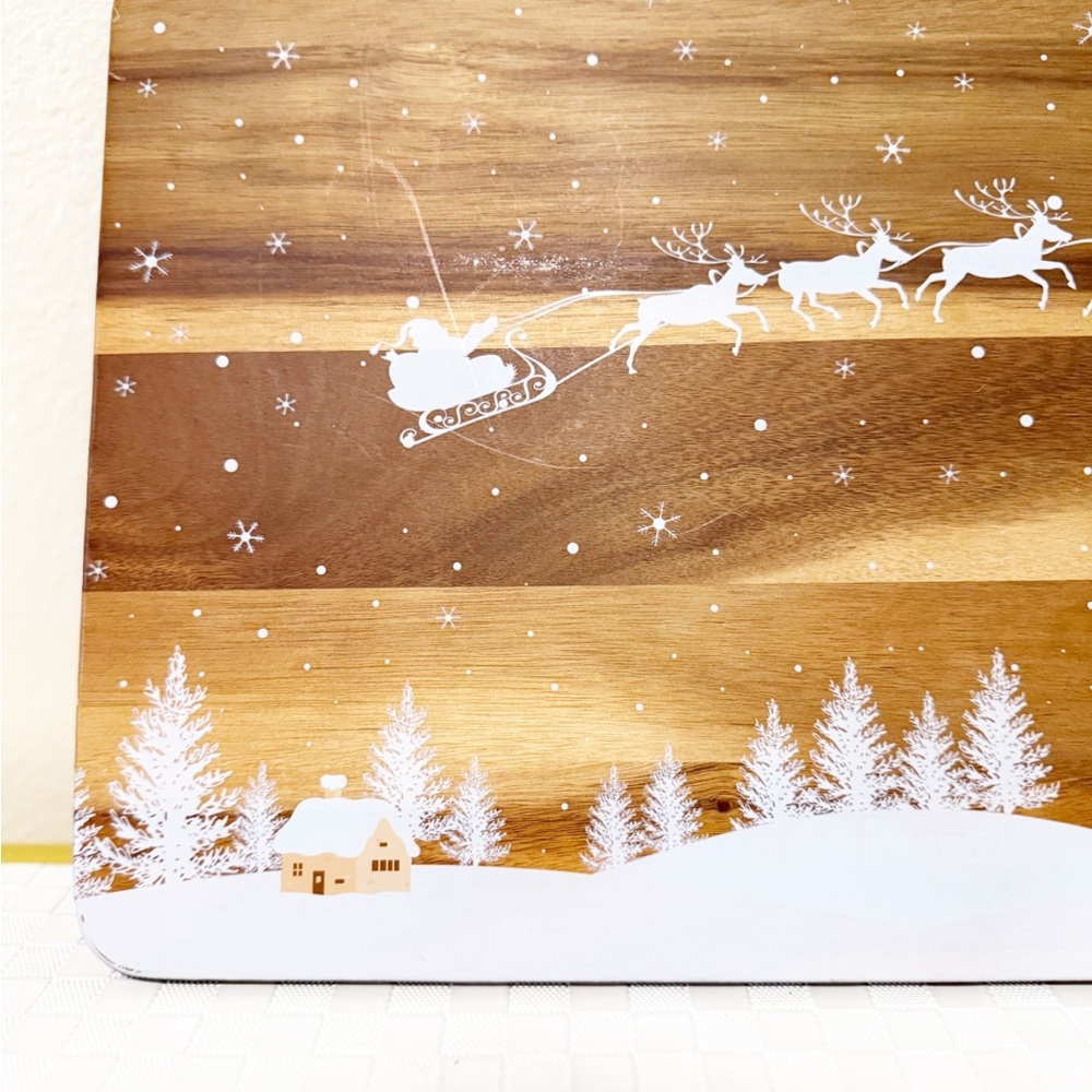 Wood Decorative Anthropologie inspired Holiday Santa Christmas Cutting Board - Picture 3 of 5